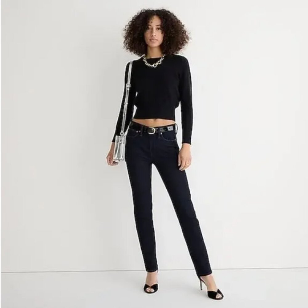 J. Crew 9" mid-rise vintage slim-straight brushed back jean in dark rinse 28